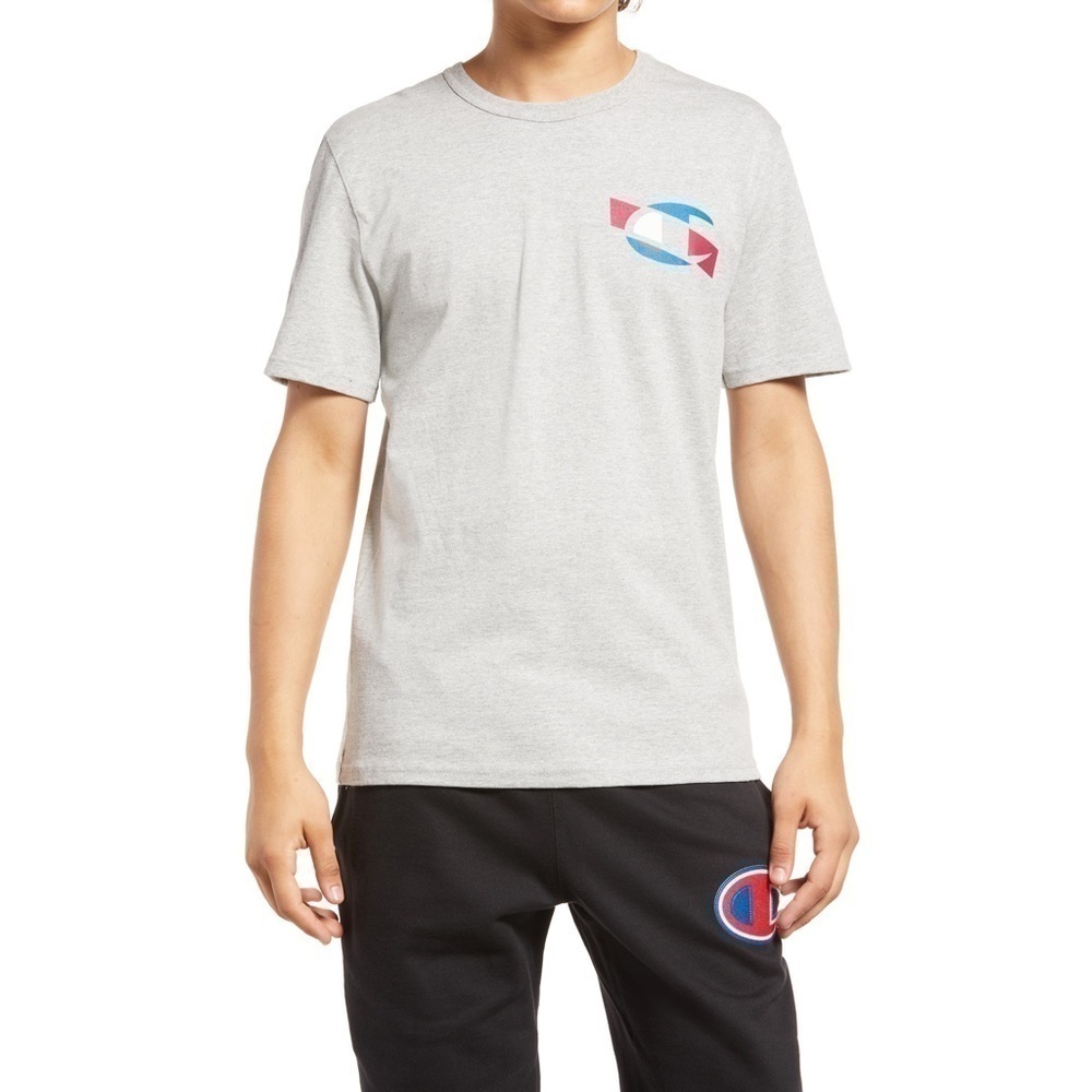NWT Champion Heritage Graphic Tee in Oxford Gray